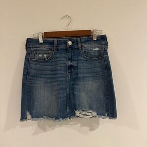 American Eagle Outfitters Blue Distressed Mini Skirt